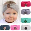 Cute Baby Girls Knit Wool Crochet Headband Woolen Yarnband Hairband z guzikiem Decor Winter Kids Infant Ear Headwrap