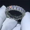 Vecalon handgjorda bröllopsband Ring 925 Sterling Silver Princess Cut Diamond Sona CZ Förlovningsringar för Kvinnor Finger Smycken