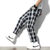 2018 Mężczyźni Casual Plaid Pant Mężczyzna Kobiety Streetwear Moda Hip Harem Spodnie Elastyczne Talia Jogger Spludnie Plus Rozmiar M-5XL