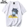 2018 Sommar Hip Hop T-shirt Mens Rolig Streetwear T Shirts Casual Short Sleeve Vit Tshirt Karaktär Tryckta Toppar Tees Fashion