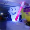 Toptan şişme 4 m yüksekliğinde LED aydınlatılmış hava uplı diş ve diş fırçası şehir için LED şerit ile şişirilebilir