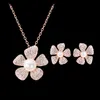 Perle Fleur Bijoux Collier plaqué or Ensemble Mode Diamant Mariage Costume Bijoux Ensembles de bijoux Party Rubis Bijoux (Collier + Boucles d'oreilles)