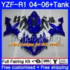 Matowy Czarny Błyszczący Body + Tank dla Yamaha YZF R 1 YZF-1000 YZF 1000 YZFR1 04 05 06 232HM.16 YZF1000 YZF-R1 04 06 YZF R1 2004 2005 2006 Owalnia