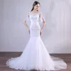 Abiti da sposa sexy a sirena bianca Corte dei treni Abiti da sposa economici LACE-UP Indietro Custom Made Plus Size economici