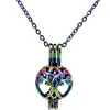 C444 arc-en-ciel couleur arbre de vie perles rondes Cage pendentif diffuseur d'huile essentielle aromathérapie perle Cage médaillon pendentif collier