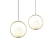 Gold Pendant Lighting Brass Finished Modern Style Kitchen Island Lighting Glass Globe Pendant Light for Indoor Hanging Light Fixture