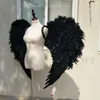 Dekoration kostym av hög kvalitet unika svarta ängelvingar cosplay party scen show skytte skärmar rekvisit fairy wings ems gratis frakt