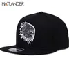 [Hatlander] Broderi Skull Baseball Caps Hats Hip Hop Snapbacks Flat Brim Bones Gorra Sport Snapback Kepsar för Män Kvinnor Unisex