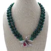 Collier de chandail fait main en strass de jade avec 2 strands vert, accessoires 45-48 cm