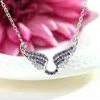 Elegant girl crystal necklace shiny plating angel wing necklaces for women nice gift Valentine's Day 5 color free ship