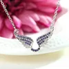 Elegant girl crystal necklace shiny plating angel wing necklaces for women nice gift Valentine's Day 5 color free ship