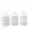 Hollow Candle Holder Metal White Tealight Candlestick Hollow Flower Pattern Birdcage Candlestick Christmas Fairy Wedding Party Decoration