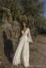 Asaf Dadush A Line Abiti da sposa Scollo a V Abiti da sposa in pizzo Backless Robe de mari￩e Abito da sposa Country Boho