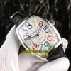 Nieuwe Crazy Hours 8880 CH COL DRM Kleur Dromen Automatische Witte Wijzerplaat Heren Horloge Zilveren Case Lederen Band Heren Horloges