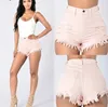 Donne Summer Hot High Wian Shorts Shorts Elastic Button Skinny Scepped Jeans