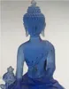 12 cm * / Estatua rara de Buda Liuli de cristal de China azul