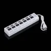 Envío gratuito Blanco 7 puertos USB 2.0 Adaptador de alta velocidad Hub Interruptor de encendido / apagado Luz LED roja para computadora portátil PC notebook C1