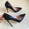 New black lacquer skin snake pattern with fine pointed high heeled shoes, fashionable sexy women shoes, ,customized 33-45