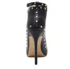 New Europe Popular Street Beat Rivet Shoes High-Heeled Catwalk Sexig Rom Ankle Buckle Strap Pu Heel 12cm Woman Pumps