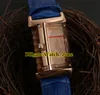 Dziewczyna Prezent Reverso Swiss Quartz Conch Blue Dial Watch Kobiet Watch Rose Gold Case Diament Bezel Skórzany Pasek Moda Lady Zegarki