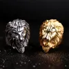 Mode Lion Band Ring Gold Steel Color Mens Rings zware mentale punkstijl Gothic Biker Designer sieraden4679946