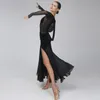 블랙 섹시한 볼룸 드레스 여성 볼룸 댄스 드레스 경쟁 레드 플라멩코 드레스 Foxtrot Tango 의상 Rumba