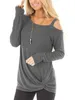 Damen-T-Shirt, heißer Verkauf, 10 Farben, langärmeliges T-Shirt für Damen, 2018, Herbst und Winter, neues Twist-Knoten-Design, lässige Tops, Baumwoll-T-Shirt