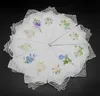 Vintage Pure Cotton Handkerchief Girl Napkin Embroidered Women Napkin Embroidered Butterfly Lace Flower Handkerchief Home tableware KD1