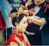 Nuove spose in stile cinese, costume antico, ornamenti per la testa, set di corone di fenice, ornamenti per capelli, fiori rossi, fenice e abiti e matrimonio Qipao