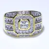 Hot 2018 Brand New Product Jewelry Siergold Fill Princess Pave Finger Rings White Topaz Cz Diamond Band Ring for Men Gift