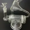 Unikt glas Bong Hookahs Clear Water Pipe Recycler DAB Rig Comb och Inline Perc Percolator Oil Rigs 14mm Joint Bongs med skål