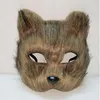 Máscara de plástico Villus Arctic Fox Cosplay Party Metade superior do rosto Máscaras de Halloween Cat Masquerade Party Masks245q