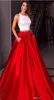 Halter Luxury Red Skirt Two Pieces Prom Dresses Satin Custom Formal Underpart Dresses Evening Wear A Line Sleeveless Party Gowns