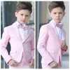 2020 Cheap Boy's Formal Wear Jacket Pants 2Pcs Set Pink Boys suits for weddings Kids Prom Wedding Suits for Boy Children267w