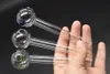 TOP QUALITY 12CM Length thick Pyrex Glass Oil Burner Pipe Clear Cheap Glass handle smoking Pipe Water Hand Pipes with balancer feets