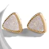 Druzy Drusy Earrings Gold Plated Triangle Geometry Stone Stud Earings Christmas gift