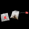 Tea påsar 6,5 * 8cm Tomma engångsbags med etikettsträng Nylonfilter Herb Tea Infuser Strains Kitchen Gadgets 2022
