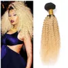 Afro Kinky Loira Cabelo Humano Pacotes 3 Pçs / lote Brasileiro Virgem Do Cabelo Tece 1b 613 Loira Dois Tons Crespo Encaracolado Raiva Escuro Feixes de cabelo