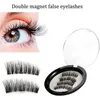 Eyelashes magnéticos 3D artesanais Mink Reusável Ímã falso pestanas triplas Natural cabelo macio ímã ímã oleosos 4 pcs / 2pair