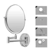 Specchio ingranditore bifacciale rotondo cromato a 360 gradi 7X 8 "Specchio a parete Specchio cosmetico Lampada da trucco Specchi cosmetici per la rasatura del trucco