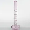 Düz pembe büyük bongs Thriple Mantar Difüzör Dat Chaftable Kök Difüzör Dab Teçhizat 17 inç kalınlığında sigara içme nargile 18.8mm eklem cam bong