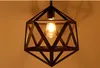 Restaurering Hängsmycke Lampor Hårdvara Vintage Loft Lights Diamond Steel Polyhedron Lampa Bar Living Room E27 Bulb