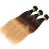 # 1b / 4/27 mörk rot brun och honung blondin ombre brasilianskt mänskligt hår 3bundles rak vävtillägg tre ton ombre jungfru hår väv