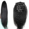 Natural Black Hair Toailian Coraza Yaki Human Hair Clip In Extensions 8 sztuk Grade 7a Peruwiański Dziewiczy Włosy Kinky Straight 120g