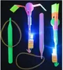 Novelty lighting LED Light Flash Flying Elastic Powered Arrow Sling Shoot Up Helicopter umbrella kids toy