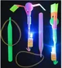 Novelty Lighting LED Light Flash Flying Elastic Powered Arrow Sling Shoot Up Helicopter Paraply Kids Toy