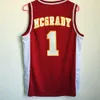 Мужская старинная Трейси McGrady # 1 T-Mac в средней школе Баскетбольная майка для баскетбола Home Red Mt.zion Mount Zion Christian Black Shist Chirts