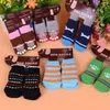 Husdjur hund strumpor för vinter söta valp hundar mjuk bomull anti-slip stickning väv sock skid bottom dog socks kläder