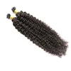 100st Brasilianska Kinky Curly Keratin Tips Människans hårförlängning 1g / s Curly Keratin U TIPS Hair Extensions 100g Remy Fusion Hair Extensions