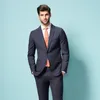 Yüksek Kalite İki Düğmeler Koyu Gri Düğün Damat Smokin Çentik Yaka Groomsmen Erkek Akşam Yemeği Blazer Suits (Ceket + Pantolon + Kravat) No: 1788